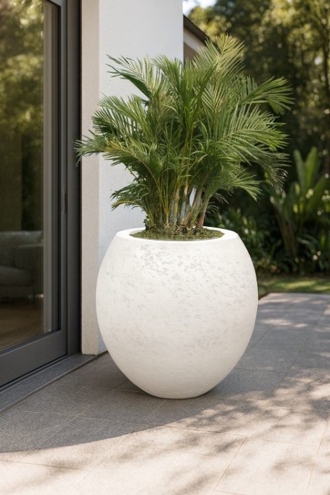 Donica z włókna szklanego KULA w imitacji betonu lub cortenu