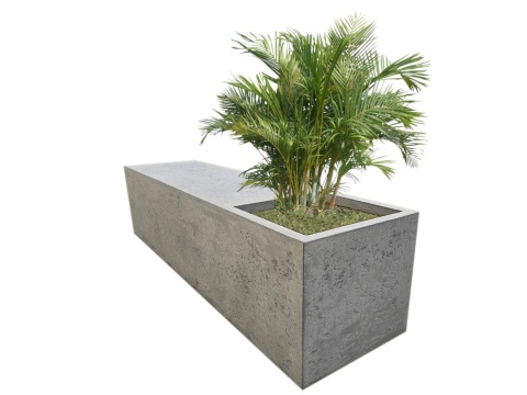 Ławka z donicą z włókna szklanego QUADRO w imitacji betonu