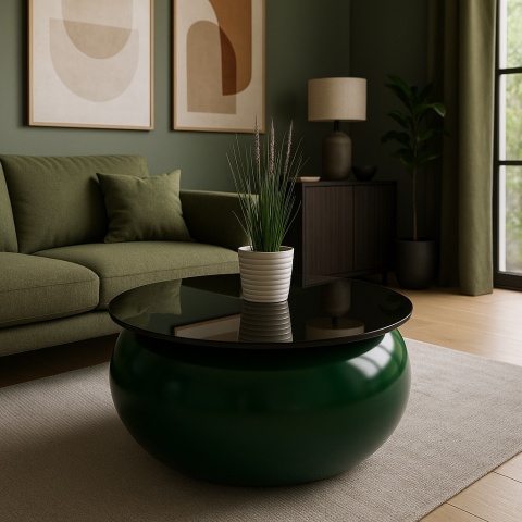 Stolik Kawowy PREMIUM z włókna szklanego. Blat ze szkła OPTIWHITE