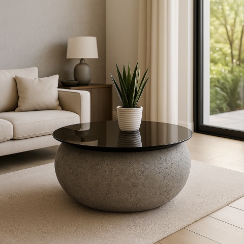 Stolik Kawowy PREMIUM z włókna szklanego. Blat ze szkła OPTIWHITE