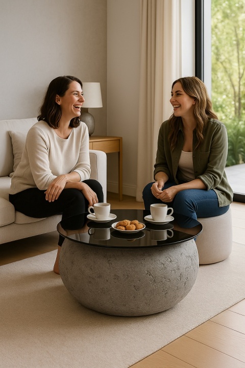 Stolik Kawowy PREMIUM z włókna szklanego. Blat ze szkła OPTIWHITE