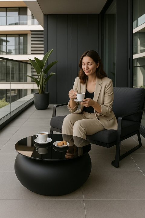 Stolik Kawowy PREMIUM z włókna szklanego. Blat ze szkła OPTIWHITE